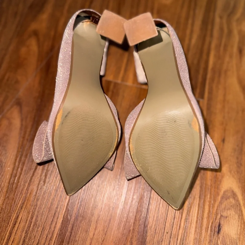 Betsey Johnson Glittering Pink Heels with Bow - Picture 8 of 11